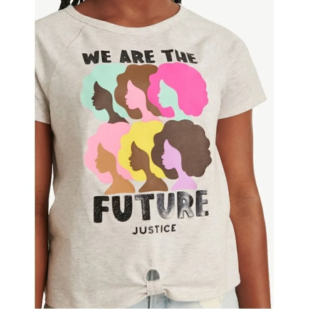 Justice Girls Lightweight Knot Front Graphic T-Shirts 2-Pack Size L (12/14)